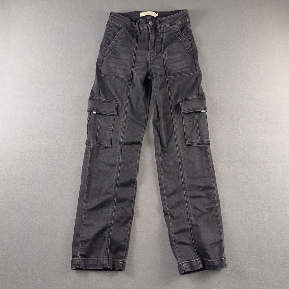 Hidden Los Angeles Women Black‎ Cargo Straight Leg Jeans HD1458ST-BLK Size 24